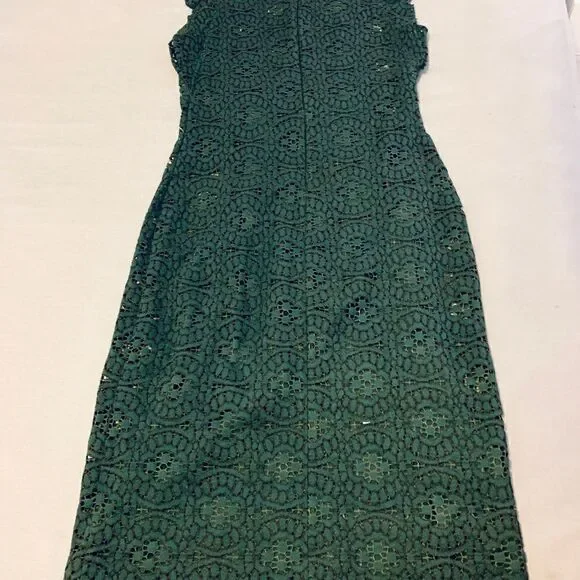 ZARA green jewel tone lace midi high neck holiday party dress small - Picture 16 of 16